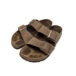 Birkenstock Arizona Suede Leather Bronze Buckle Sandals
